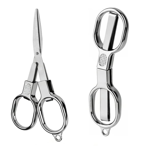 Telescopic Folding Scissors, Stainless Steel Mini Scissors, Portable Pocket Shears, Mini Scissors Travel, Mini Outdoor Cutting Tool, Compact Travel Fishing Scissors, Safety Scissors,4.53×2.28 in,C