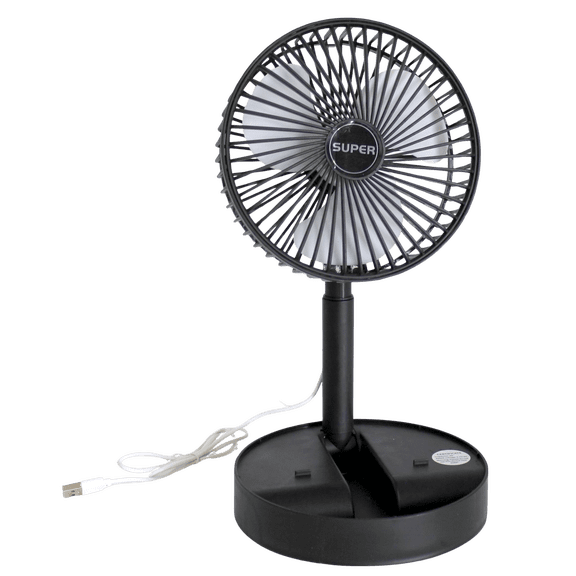 Telescopic Folding USB Desk Fan Adjustable Height 11.5 to 14, Quiet & Compact with Phone Stand, USB-Powered Table Fan for Home, Office & Travel by Dependable Industries
