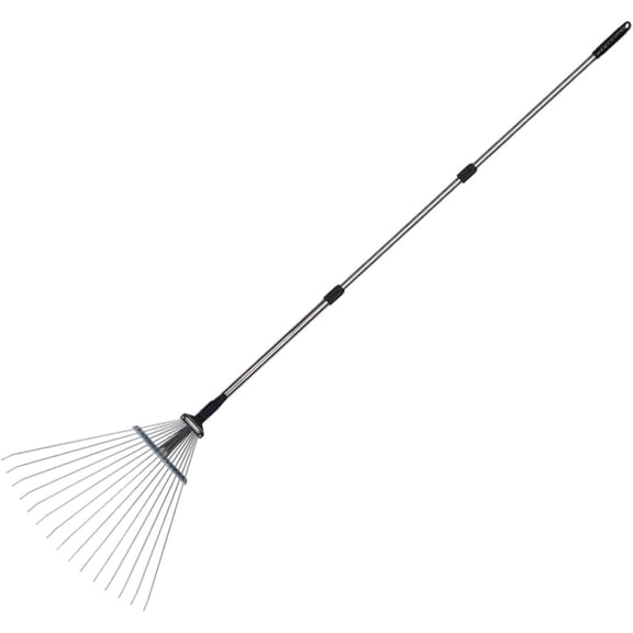 Telescopic Garden Rake, Metal Ergonomic Weeding Tool for Lawn