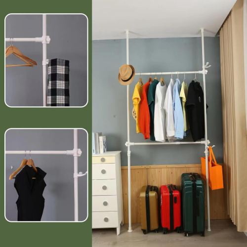 Telescopic Garment Rack, Heavy Duty Design Movable DIY By Hand No ...