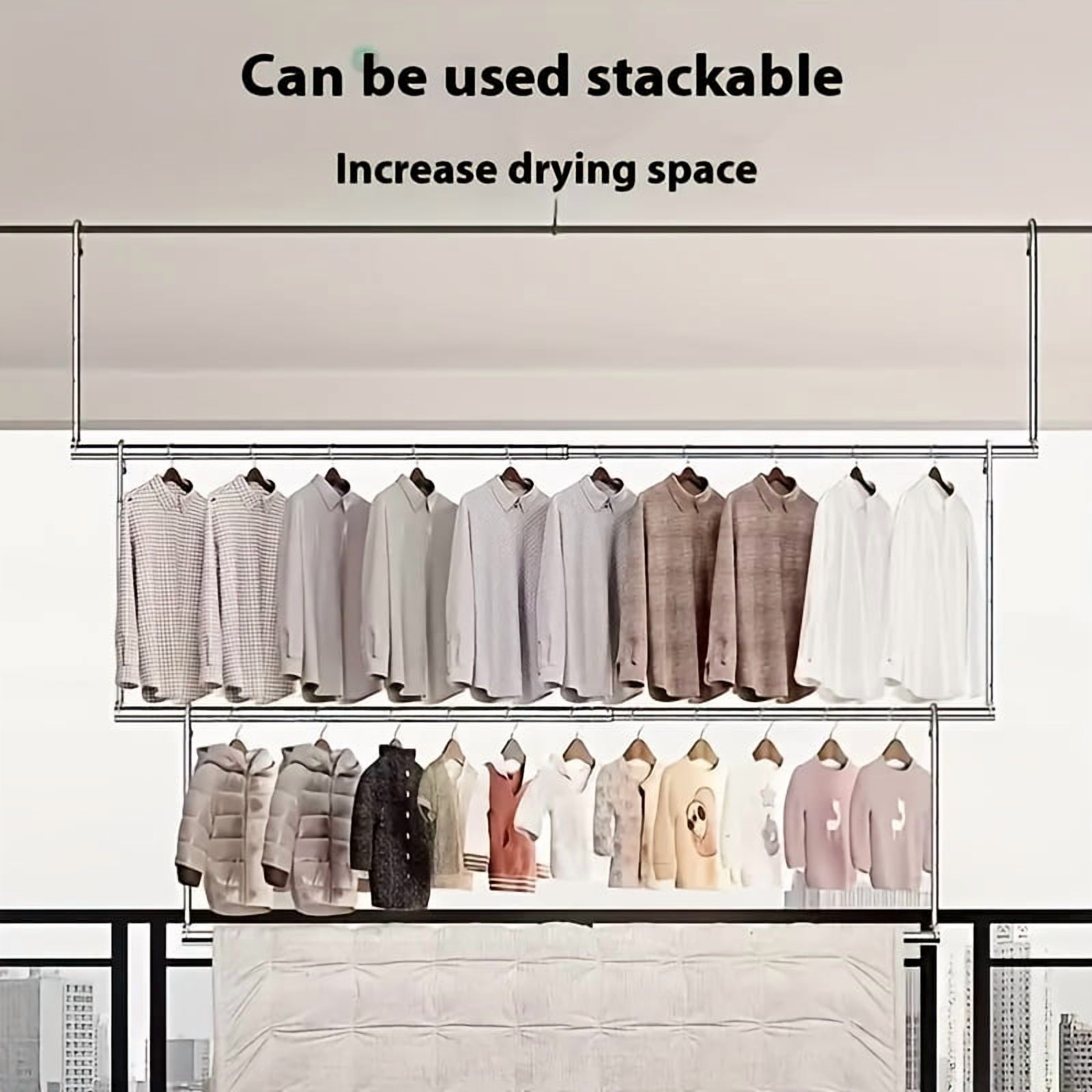 Telescopic Garment Rack - Rustproof Stainless Steel Clothesline With ...