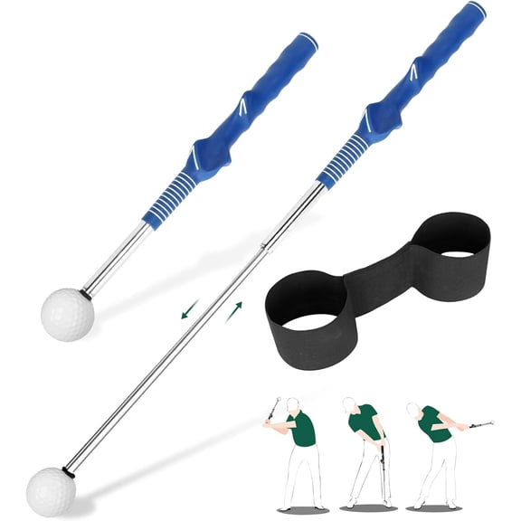 Telescopic Golf Swing Trainer - Retractable Click Club Trainer for Right-Handed Golfers, Indoor Practice Warm Up Stick for Strength Training, Chipping and Hitting Aid.