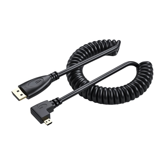 Telescopic HDTV Port 1.4 Coiled Cable Straight Head/Left/Right/Up/Down Bend Male to Male Adapter Cord for Display