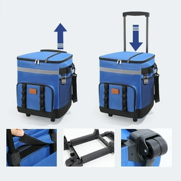 Big Savings! Telescopic Handle Ice Bag for Outdoor Picnic, Large Capacity Rolling Cooler with Wheels, Portable Insulated Box for Car, Travel, Beach, and Camping