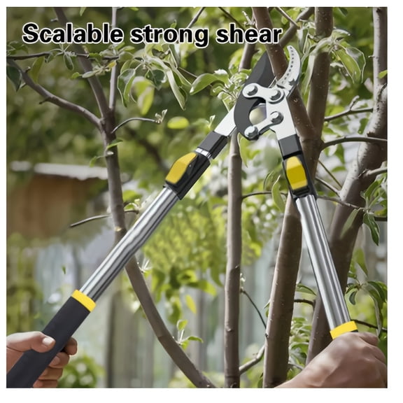 Telescopic Heavy-Duty Pruning Shears  Extendable Bypass Garden Shears for Fruit Trees & Shrubs, SK5 Steel Blade, Shock-Absorbing Bumper, Non-Slip Ergonomic Grip, Ideal for Horticulture & Landscaping