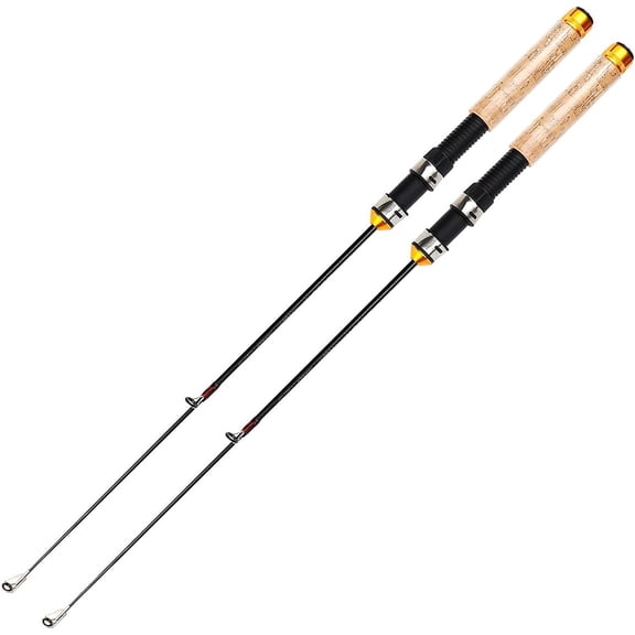 Telescopic Ice Fishing Rod, 2 Packs Mini Fishing Rod Cork HandlePortable Travel Fishing Pole for Saltwater Freshwater Fishing, 25Inch