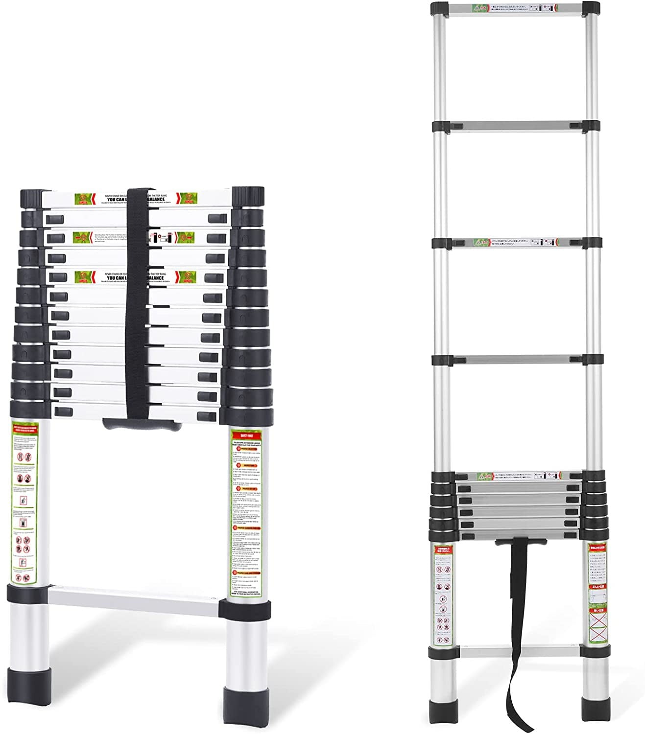 16.5 ft Telescopic aluminum ladder, finger protected