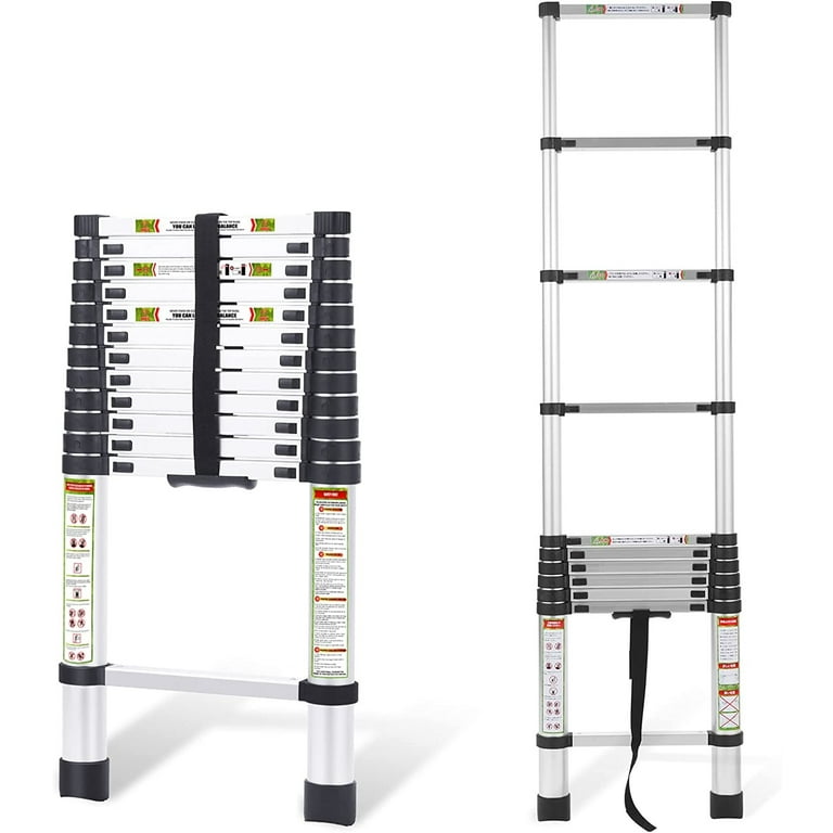 Telescopic Ladder 16.5FT KERDOM Aluminum Telescoping Ladder with Non Slip Feet Portable Extension Ladder for Household and Outdoor Working 330lb