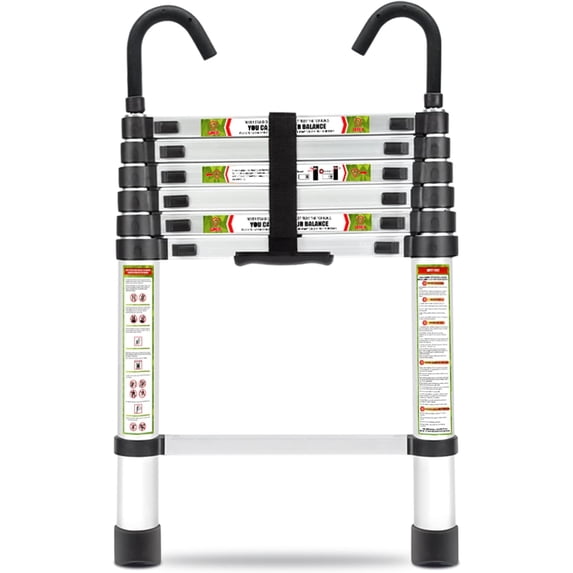 Telescopic Ladder Aluminum Telescoping Ladder with Stable Hook and Feet Portable Extension Ladder for Household and Outdoor Working Capacity