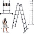Telescopic Ladder Folding Ladder with 2 Detachable Hooks, Weight 36lbs