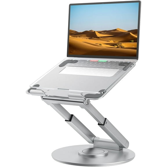 Telescopic Laptop Stand for Desk with 360? Swivel Base, Sit to Stand, Height Adjustable, Portable Riser Holder for Posture, Compatible with Laptops 10-17"-