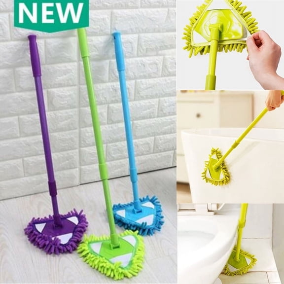 Telescopic Mini Microfiber Mop, Rotatable Triangle Lazy Cleaning Mop Dust Mop for Clean Roofs/Walls//Corners (Mop Replacement Cloth Separately for Choose)