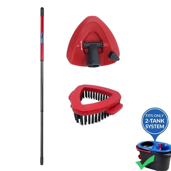 Telescopic Mop Handle, Hard Bristle Scrub Brush and Mop Base Compatible with O-Cedar RinseClean 2-Tank Spin Mop for Bathroom Tile Deep Cleaning