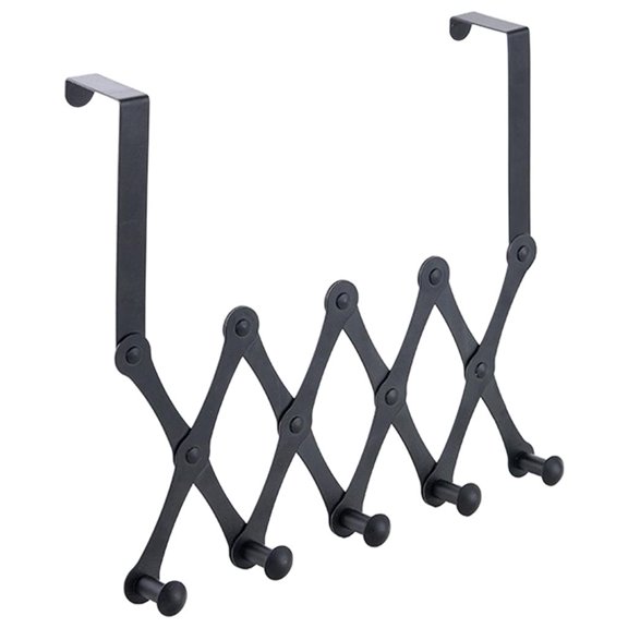 Telescopic Over The Door Hooks Organizer for Clothes Coat Hat Stainless Steel Door Hooks for Hanging Closet Organizer Door Rack for Bathroom 5 hooks