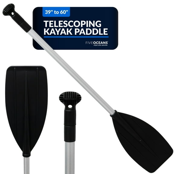 Five Oceans Canoe Paddle - Boat Paddle Collapsible Paddle, Canoe Oars Extends from 39-Inch to 60-Inch - Aluminum Shaft, Round Grip FO4720