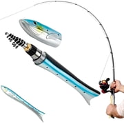Telescopic Pen Fishing Rod 63 Inch Carbon Fiber Pocket Fishing Rod, Portable Travel Fish-Shaped Mini Fishing Pole for Ice Fly Fishing Sea Saltwater Freshwater