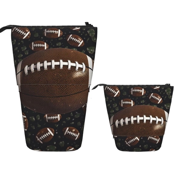 Telescopic Pencil Bag Pen Holder Pop Up Standing Pencil Case Football Green Cute Pencil Pouch Bag Stand Up Pen Bag Makeup Cosmetics Bag for Adult Office Supplies