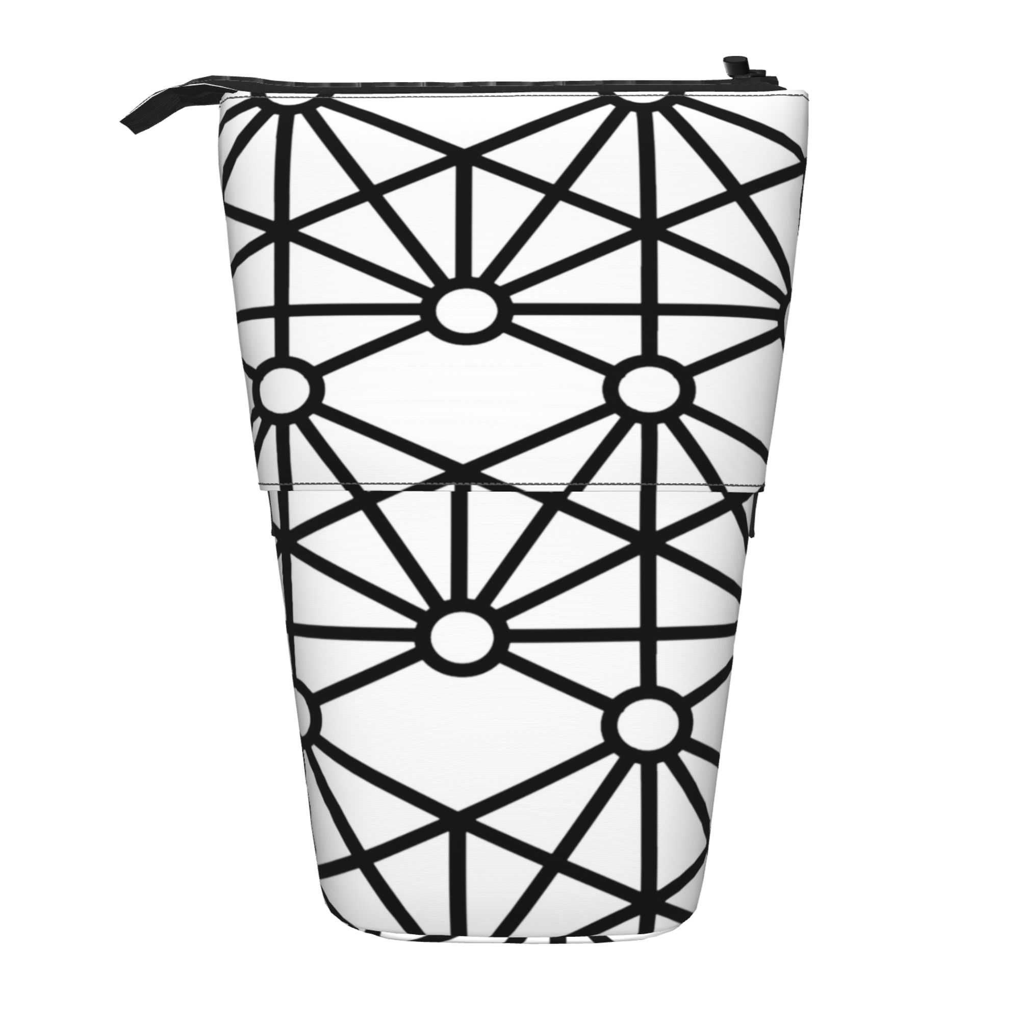 Telescopic Pencil Pouch Holder Canvas Black And White Abstract Pattern