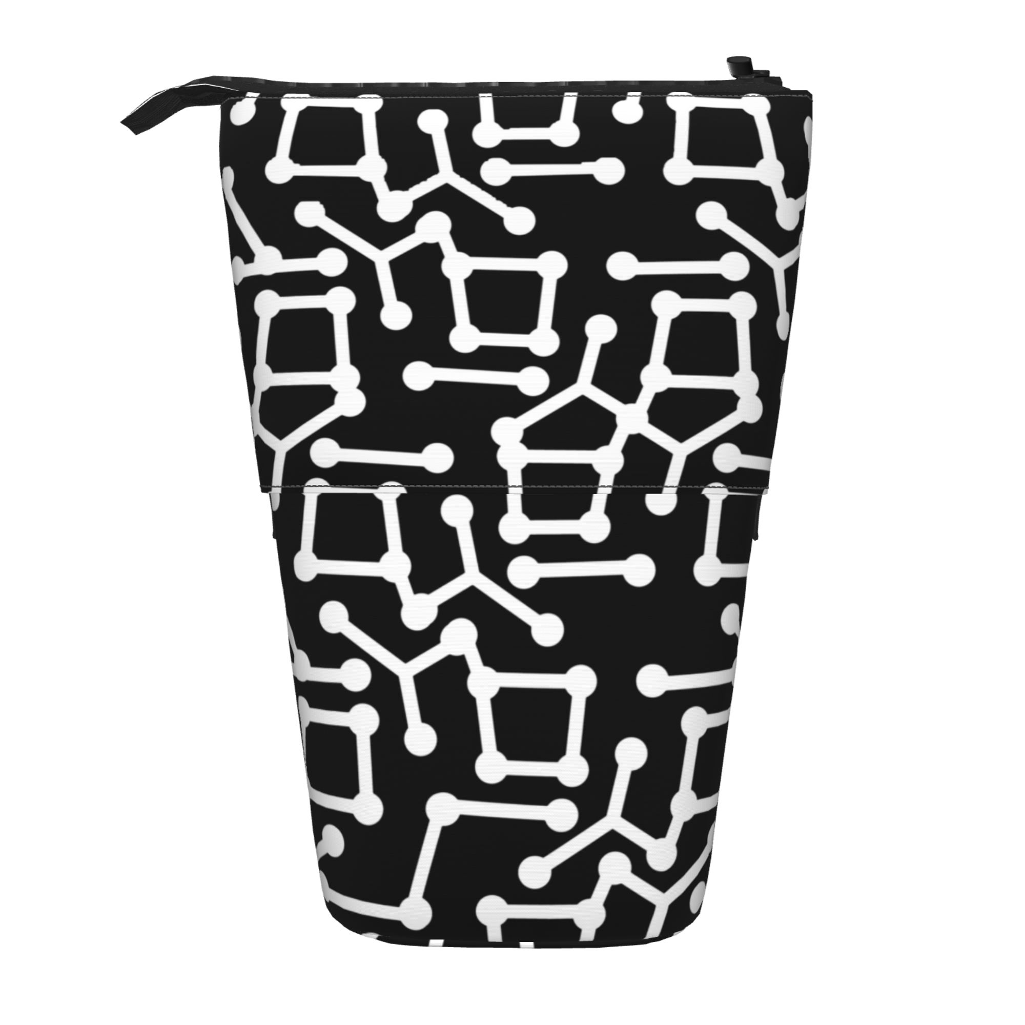 Telescopic Pencil Pouch Holder Canvas Black And White Abstract Pattern