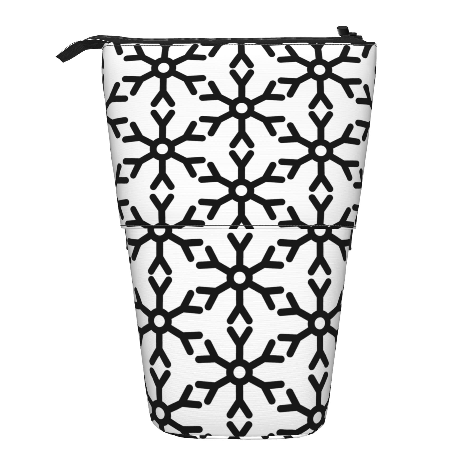 Telescopic Pencil Pouch Holder Canvas Black And White Abstract Pattern