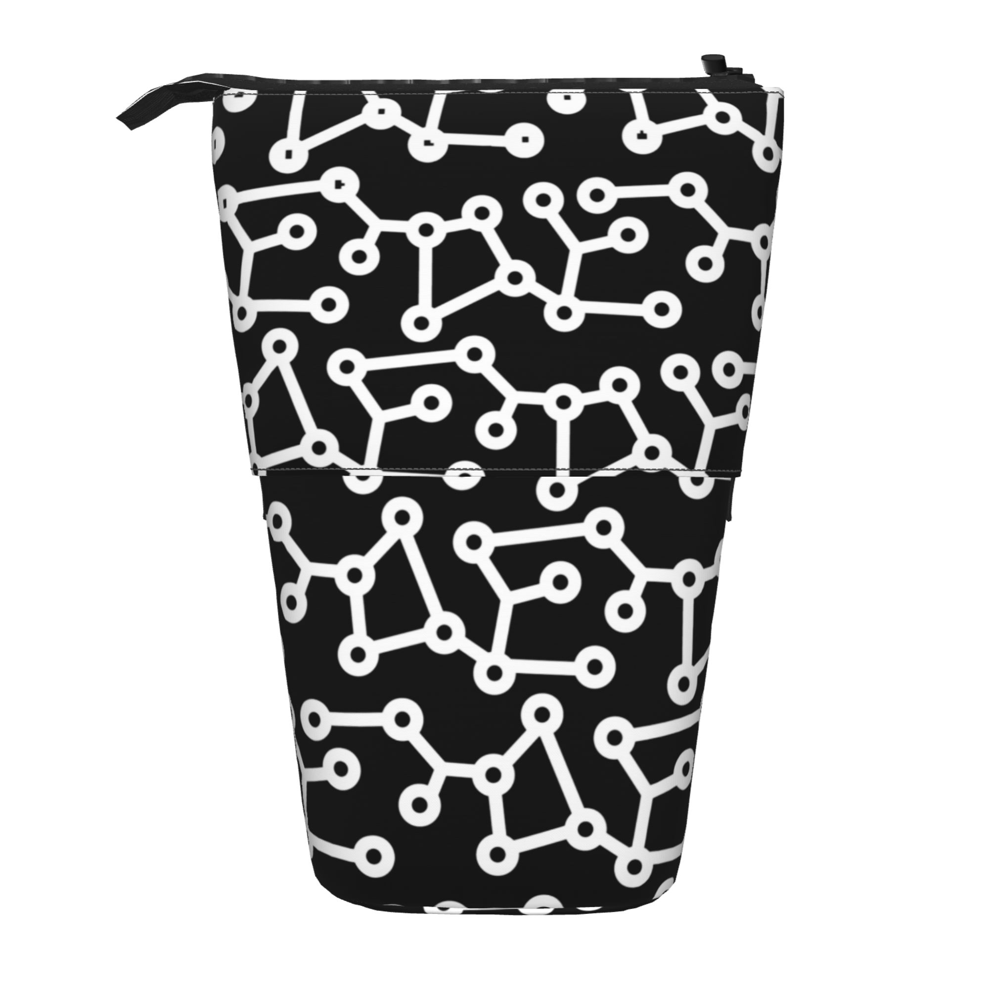Telescopic Pencil Pouch Holder Canvas Black And White Abstract Pattern