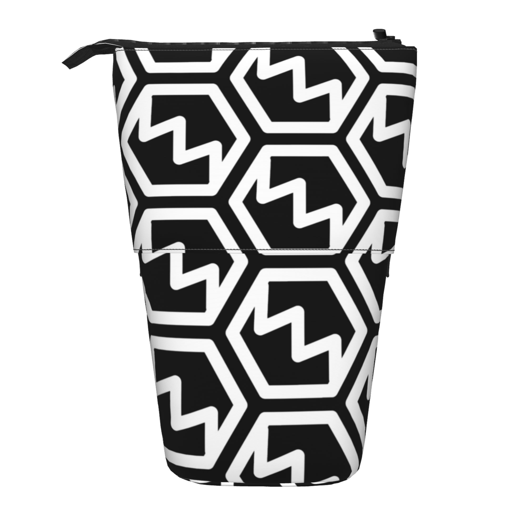 Telescopic Pencil Pouch Holder Canvas Black And White Abstract Pattern