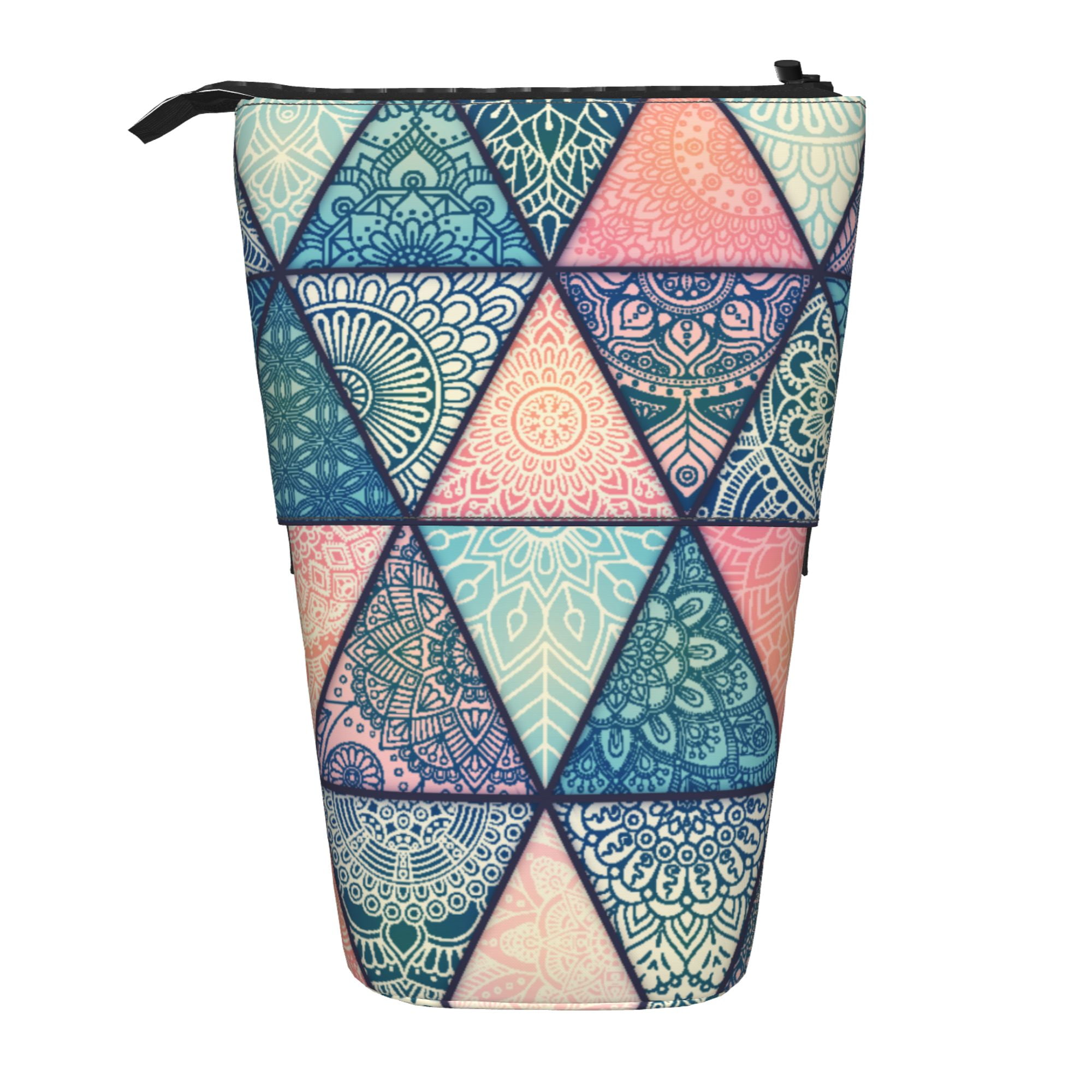 Telescopic Pencil Pouch Holder Canvas Mandala Pattern Makeup Bag
