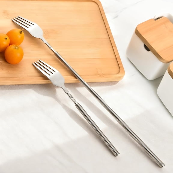 Telescopic Prank Fork, Stainless Steel Retractable Dinner Fork for Gags, Camping & Parties