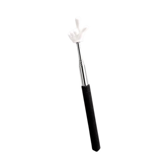 Telescopic Presentation Pointer with Finger-Shaped Tip, 8.27 to 26.77-Inch Stainless Steel Retractable Pointing Rod, Black