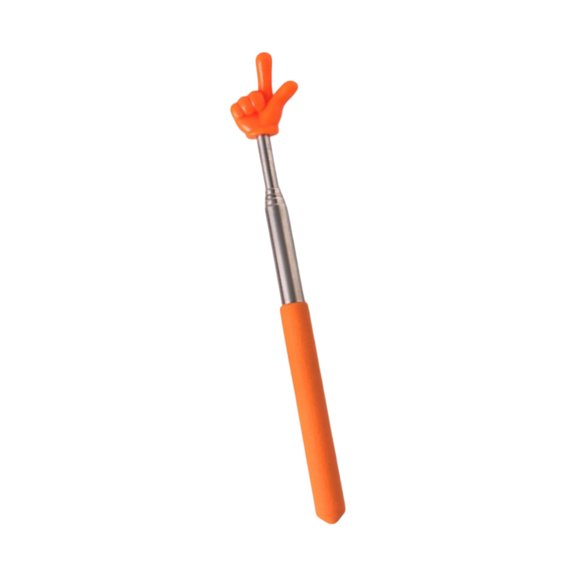 Telescopic Presentation Pointer with Finger-Shaped Tip, 8.27 to 26.77-Inch Stainless Steel Retractable Pointing Rod, Orange