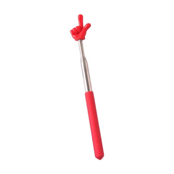 Telescopic Presentation Pointer with Finger-Shaped Tip, 8.27 to 26.77-Inch Stainless Steel Retractable Pointing Rod for Meetings, Red