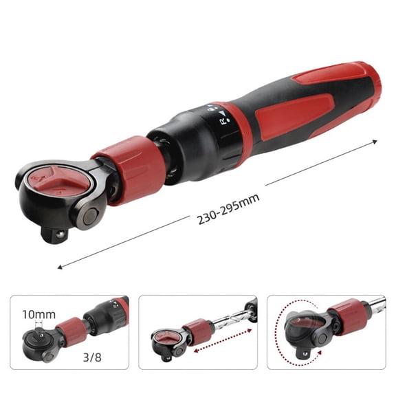 Telescopic Ratchet Socket Wrench 3/8in Drive with ible Pivoting Head, Extendable Handle 230-295mm, 72-Tooth Precision Mechanism, Reversible Lever and Quick Release, Ergonomi