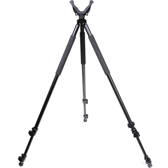Telescopic Shooting Tripod with Adjustable Quick Flip Leg Lock and Ball Bearing Pivot V Yoke for Hunting and Field Use