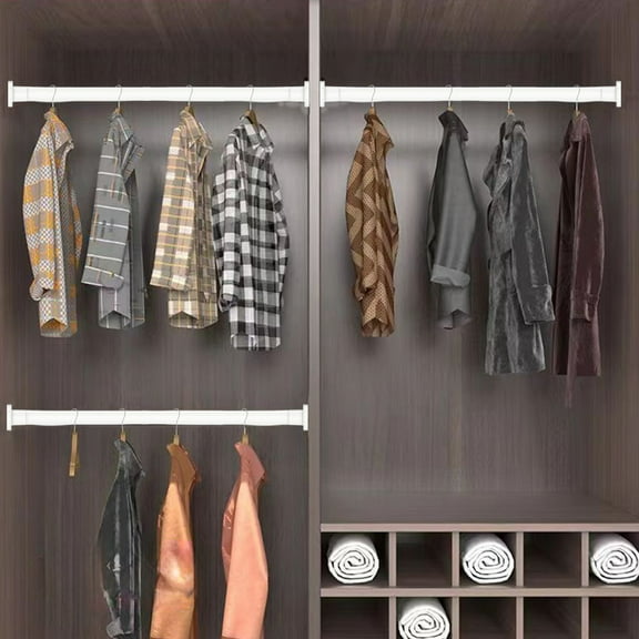 Telescopic Shower Curtain Rod No Drill Adjustable Tension Mount Bathroom Closet Organizer Space Saving Drying Rack for Home Laundry Room