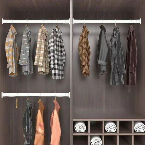 Telescopic Shower Curtain Rod No Drill Adjustable Tension Mount Bathroom Closet Organizer Space Saving Drying Rack for Home Laundry Room