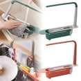 thumbnail image 1 of Telescopic Over Sink Storage Rack, Adjustable Length 12.6 to 17.72 Inch Kitchen and Bathroom Organizer with Towel Hanger, Expandable Drain Basket forSponges Brushes and Soap, 1 of 9