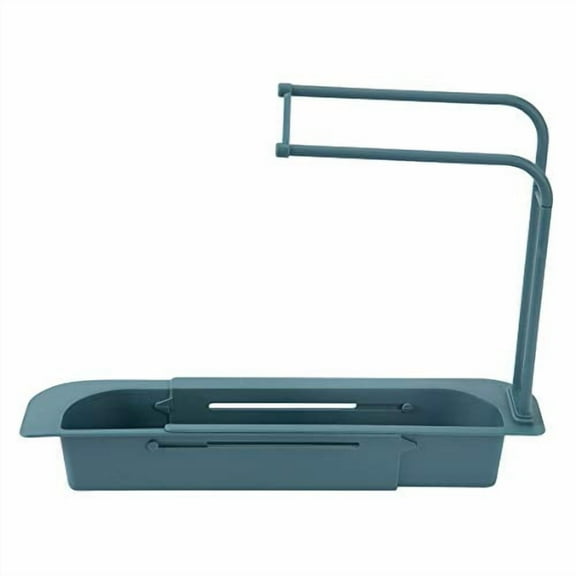 Telescopic Sink Storage Rack Holder Tray- 2 in 1 Dish Cloth Hanger Sink Caddy Drainer Expandable Storage Drain Basket Rack Adjustable Sponge Soap Holder Drainer Sink Tray for Kitchen Ba
