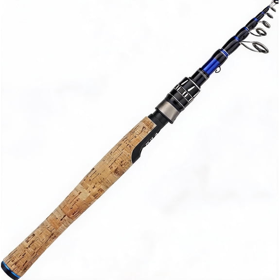 Telescopic Spinning Fishing Rod 7'6" Medium Power Fast Action 24T Carbon Blank Solid Carbon Tip Cork Handle
