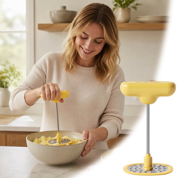 Telescopic Stainless Steel Potato Masher With Handle 24 Hole Vegetable Puree Maker For Pumpkin Kitchen Cooking(Yellow-12Cm)