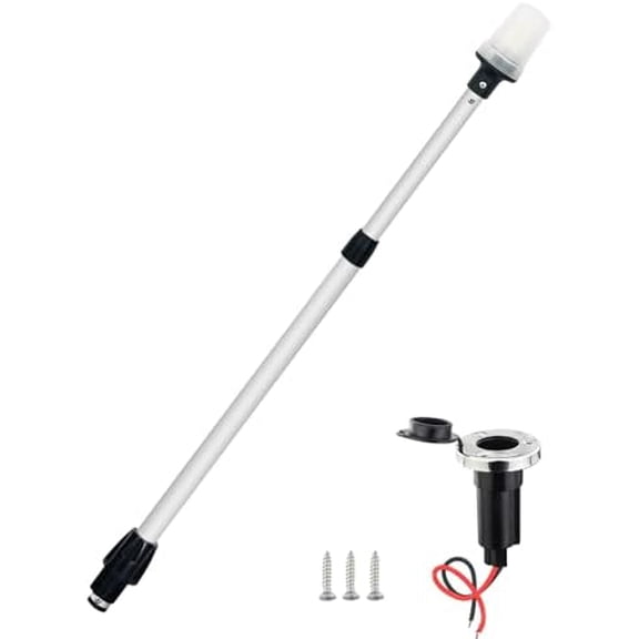 Telescopic Stern Light, Navigation Lights, All Round White LED Anchor, USCG 2NM, Removable 2-Pin Plug-in Base, 12-24VDC, 29.5-44 Inches, for Pontoon Boats$$Watercraft