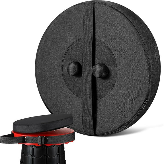 Telescopic Stool Cushion Clearance, Round Thickened Folding Stool Seat Cushion with Memory Foam for Retractable Camping Stool (Black)(Not Include Stool) (1 Pack)