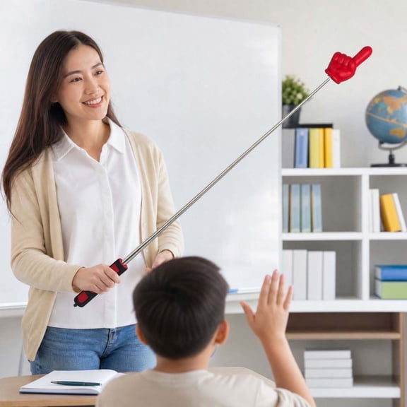 Telescopic Teacher Pointer Stick, Retractable Finger Pointing Stick, Stainless Steel Classroom Teaching Aid, With Anti Lost Lanyard For School Presentation Home Teaching