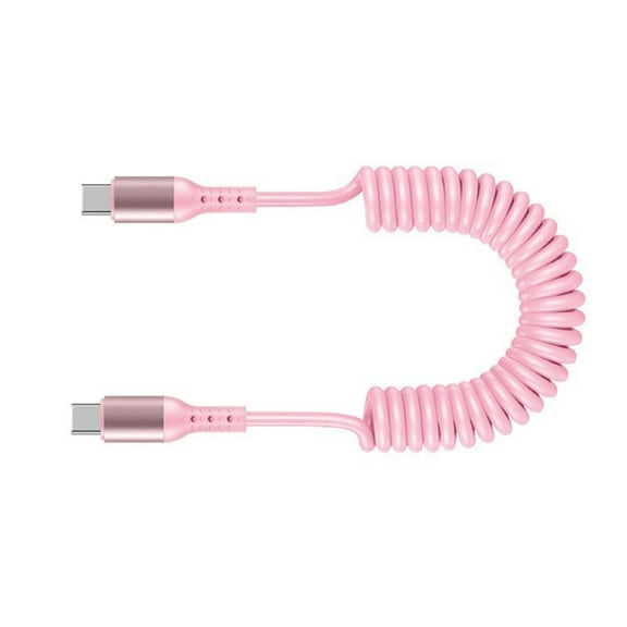 Telescopic USB C to USB C Cable Fast Charging Cord Data Line Male to Male Connectors Cord for Tablets Phones