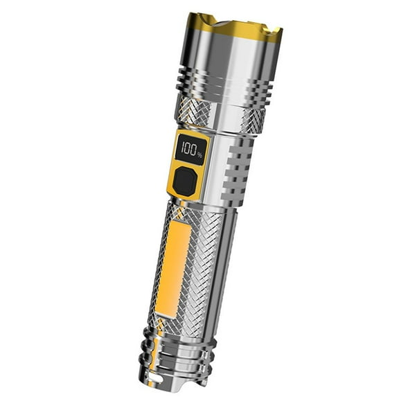 Telescopic Zoom Flashlight - 168mm/6.6in, 1800mAh Battery, 3-4h Endurance, ABS Material, LED Zoomable Light with Digital Battery Display and Multiple Light Modes, IP44 Water Resistant