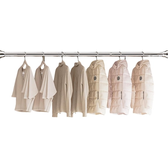 Telescopic clothes rod, adjustable clothesline rod, shower curtain rod, retractable metal wardrobe hanger for bathroom, wardrobe, kitchen, laundry room, balcony