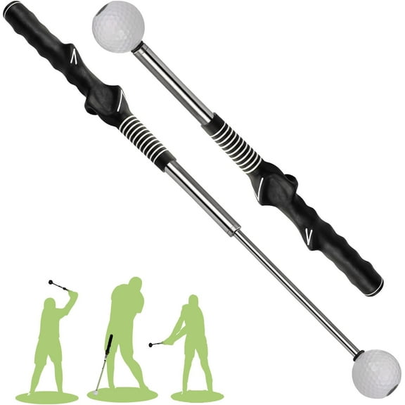 Telescopic golf club, golf grip trainer and swing trainer, for warm-up, suitable for indoor practice for golfers, golf accessories - for power and rhythm training in chipping and full swings.