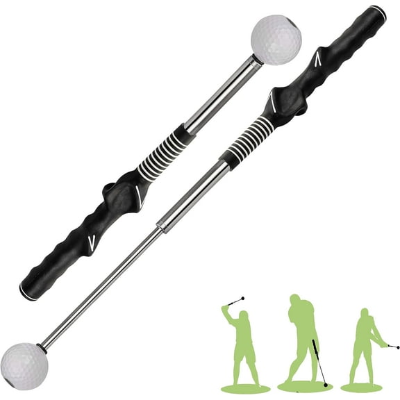 Telescopic golf club, golf grip trainer and swing trainer, for warm-up, suitable for indoor practice for golfers, golf accessories - for power and rhythm training in chipping and full swings.