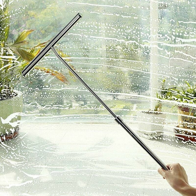 Telescopic shower squeegee with silicone blade for bathroom, kitchen, car Depato