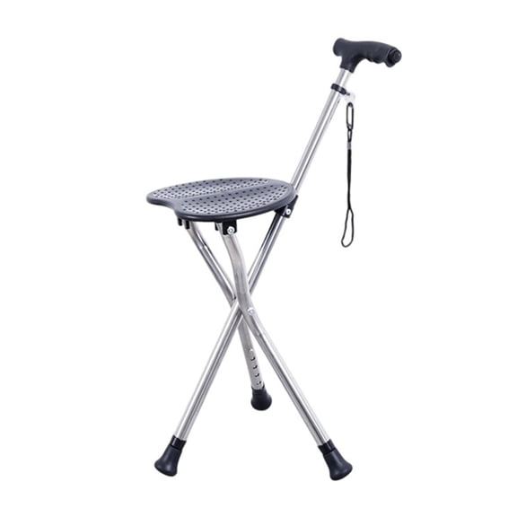 Telescopicing Hiking Staff with Folding Seat and LED Flashlight Light weight 3 Leg for Camping Support up to 150kg