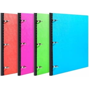 Telescoping 3 Ring Binder-4PCS, Flexible Binder with Elastic Rubble Spine+3 Round Rings, Flat Writing Binder, 4 Bright Colors